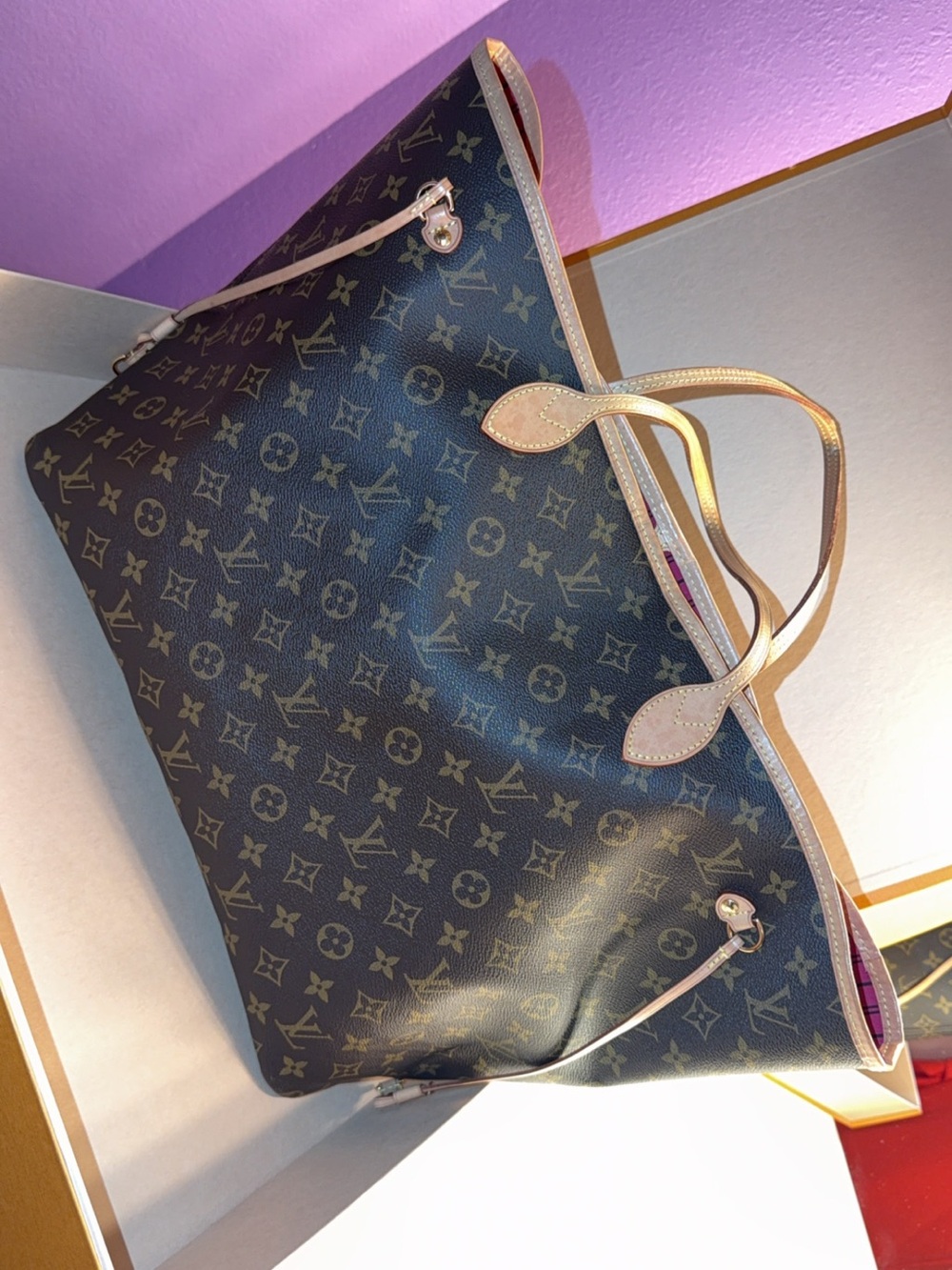 Louis Vuitton Brown Monogram Canvas Tote with Natural Trim